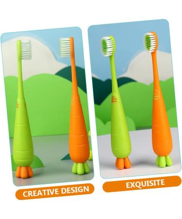 Frcolor 4-Piece Manual Carrot Toothbrush Set - Daily Oral Care Tools for Kids | Thorough Cleaning & Comfort - Buy Online on GoSupps.com