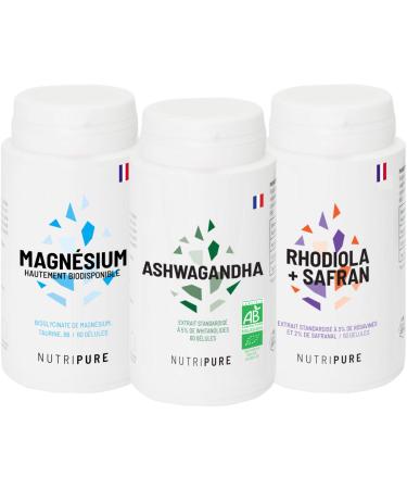 Nutripure | Balance & Sleep Stress Pack | Food Supplements Magnesium Bisglycinate Ashwagandha & Rhodiola | For Recovery | Take Over Yourself | Gift Or To Give