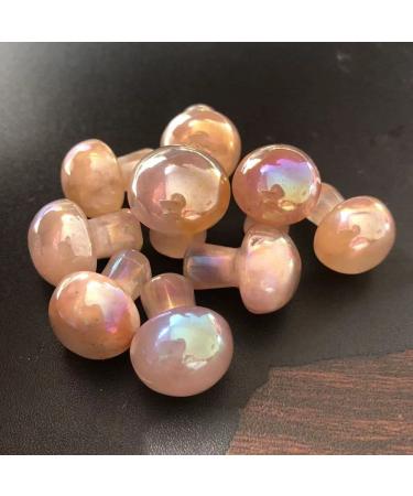 Natural Crystal Rough Home Decor 10pcs Natural Gold Plating Flower Agate Quartz Mushroom Cherry Blossom Agate Crystal Buttom Mushroom Gifts Natural Crystal Raw Stones and Minerals