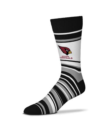 NFL Striped Dress Socks, One Size Fits Most Footwear for Men Women Youth, Game Day Apparel Arizona Cardinals - Black