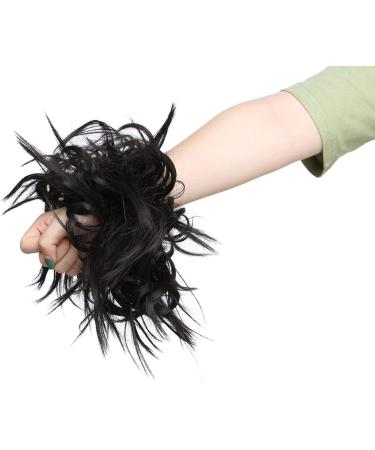 Dark Brown Synthetic Messy Hair Bun Chignon Extension - Wavy Donut Updo Scrunchy Curly Hairpiece - Buy Online on GoSupps.com