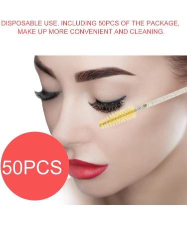 Disposable Eyelash Brushes 50 Pieces Nylon Make-up Brushes Mascara Sticks Eyelashes Eyebrows Disposable Portable Brush (Yellow) - Buy Online on GoSupps.com