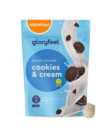 Vegan Protein Powder Cookies & Cream - 1 kg of vegetable protein - 33 servings of 22g protein - NO soy - Based on peas beans and sunflower protein - 100% vegan & lactose free