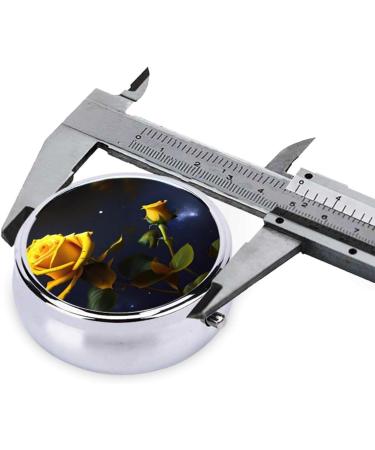 Yellow Roses Starry Night Round Pill Box | 3 Compartment Travel Pill Organizer - Perfect for International Shipping - Buy Online on GoSupps.com