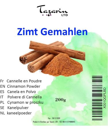 200g Cinnamon Powder - Ground Ceylon Cinnamon - Intense Aroma & Taste - 100% Natural Pure and No Additives - TazarinLtd - Buy Online on GoSupps.com