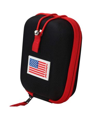 CRAFTSMAN GOLF Rangefinder Case USA Flag Hard Shell for Tectectec Callaway, Universal Range Finder Carry Bag, Also for Customization with Your Name Stitched Black with Red Edge