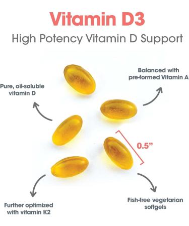 Allergy Research Group Vitamin D3 Complete 5000 IU - Vitamin D3 and K2 Supplement Daily Balance with Vitamin A DeltaGold Tocotrienols High Potency Veggie Softgels - 60 Count 60 Count (Pack of 1) - Buy Online on GoSupps.com
