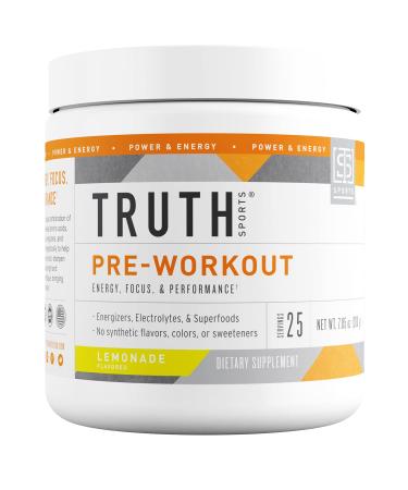 Truth Nutrition Natural Pre Workout Powder - Clean Pre Workout for Men Keto - Pre Workout Women Plant Based Vegan Preworkout Powder - Natural Preworkout for Women and Men (Lemonade)