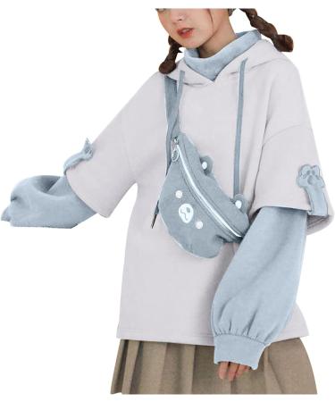 Attine Cute Bear Hoodie for Women - Kawaii Brown Sweatshirt with Personality Bag | A02-Blue | 5X-Large - Buy Online on GoSupps.com