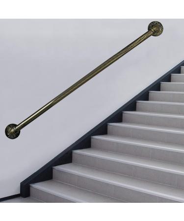 30cm-600cm Non-Slip Handrail - Complete Kit Bronze Metal Wrought Iron Round Pipe Stairs Railing Banister Lofts Decking Rails Corridor Support Rod (Size : 7ft/210cm) 5ft/150cm