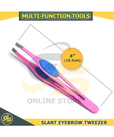 Surgi-Grade Stainless Steel Slant Pink Tweezers for Eyebrows - Precision Tool for Ingrown Hair Removal | G.S Online Store - Buy Online on GoSupps.com