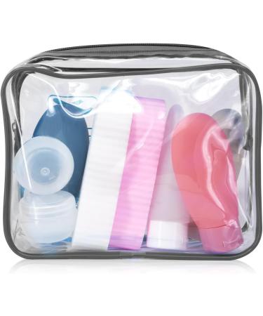 2pcs Clear Travel Toiletry Bag Set - TSA Approved Quart Size, Transparent Airport Carry-on Liquid Bags for Easy Security Check (Black) - Buy Online on GoSupps.com