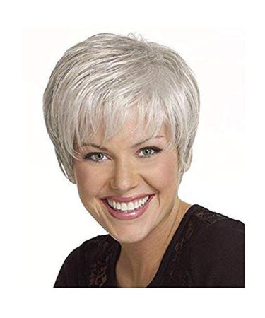 BGHJUE Short Gray Wig for Women - Heat Resistant Slightly Wavy Synthetic Full Wig for Daily & Party Use - Buy Online on GoSupps.com