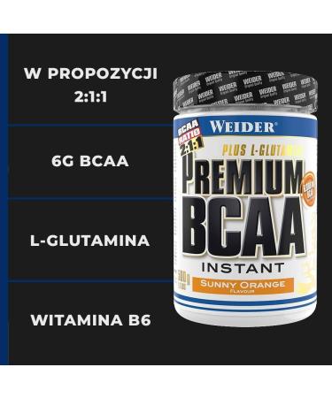 Weider Premium BCAA Instant Amino Acids Powder - Glutamine & Vitamin B6 Sunny Orange 500g | International Shipping Available - Buy Online on GoSupps.com