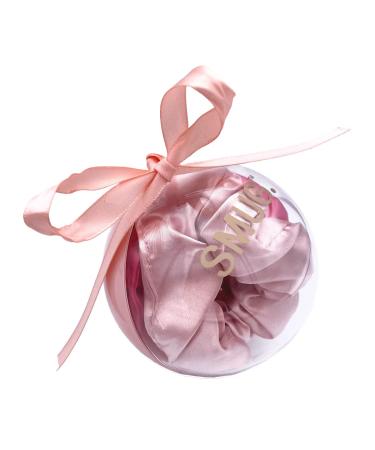 SMUG Satin Scrunchies Bauble | 3 PC Pink Satin Hair Scrunchies For Women | Cute Scrunchies For Girls Anti-Damage & Snag-Free | Christmas Presents For Sister Mum | Christmas Stocking Fillers For Women