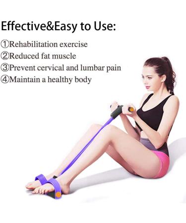 Multifunction Tension Rope - 6-Tube Elastic Yoga Pedal Puller Resistance Band | Natural Latex Fitness Equipment for Abdomen Waist Arm & Leg Stretching - Purple - Buy Online on GoSupps.com
