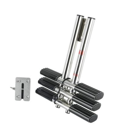 DasMarine Heavy Duty 3 Steps Boat Marine Sport/Diver Ladder 316 Stainless Steel Dual Vertical Telescoping Tube with 2.5" Transom Mounting Extension Shim (3 Step Ladder)