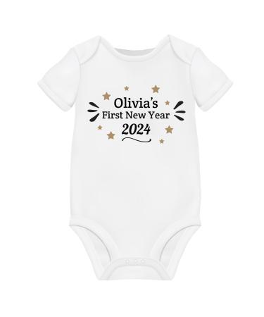 My First New Year Baby Outfit Personalised Baby Grows Vest Boy Girl Newborn Unisex Babies Clothes For Boys Girls Vests Gender Neutral Gifts 3-6 Months SHORT SLEEVE - Buy Online on GoSupps.com