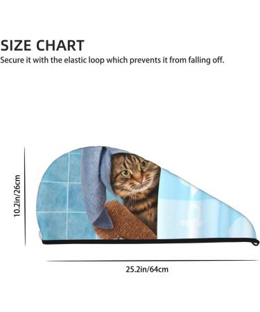 Microfiber Hair Drying Cap - Funny Cat Bath Towel Soft Absorbent Wrap for Curly & Thick Hair - Quick Dry Button Closure - Buy Online on GoSupps.com