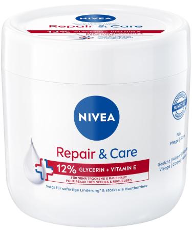 NIVEA Repair & Care Moisturizing Body Cream Non Greasy Fast Absorbing Lotion with Vitamin E & Glycerin for Very Dry & Rough Skin (400ml)