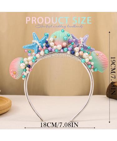 Zoestar Starfish Crown Headband Pearl Bridal Headpiece Seashell Hair Hoop Beach Wedding Hair Accessories for Women - Buy Online on GoSupps.com