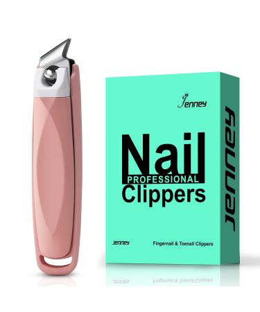 Jenney Slanted Edge Nail Clippers with Catcher  Diagonal Nail Clippers Sharp Stainless Steel Fingernail and Toenail Cutters  Professional No Splash Nail Trimmer Clippers with File for Women and Men