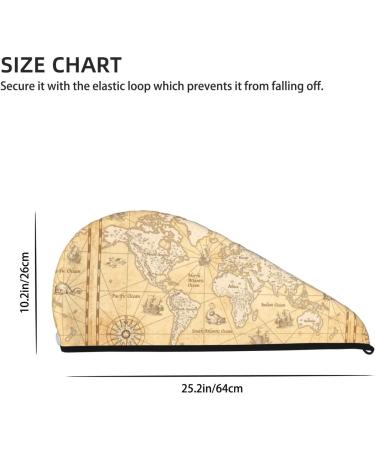 Hair Towel Wrap with Button - Quick Dry Hair Turban | World Map Design - Buy Online on GoSupps.com