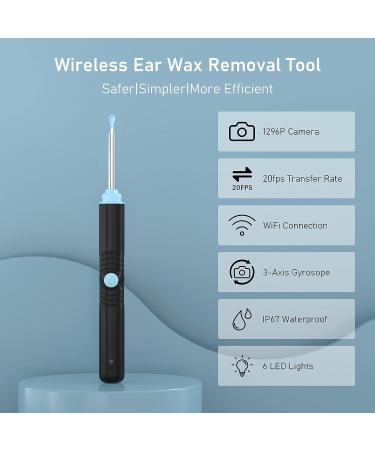 Ear Wax Removal Tool with 1296P HD Camera | Ear Wax Cleaner Kit for iPhone, iPad, Android - Black - Buy Online on GoSupps.com