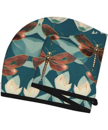 Quick-Dry Coral Velvet Hair Cap - Dragonfly & Lotus | Ideal Hair Towel for Travel & Home | Unisex - Buy Online on GoSupps.com