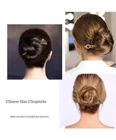 AUHOKY 24Pcs Chinese Women Hair Sticks Vintage Bronze Decorative Hair Pin Chopsticks - 12 Styles Antique Retro Hair Forks DIY Accessory - Buy Online on GoSupps.com