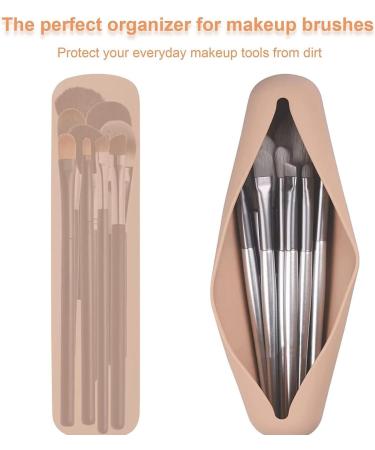 Silicon Makeup Brush Holder - Portable & Waterproof Organizer for Travel | Soft Sleek Cosmetic Face Brush Storage (Khaki) | HZB-001 - Buy Online on GoSupps.com