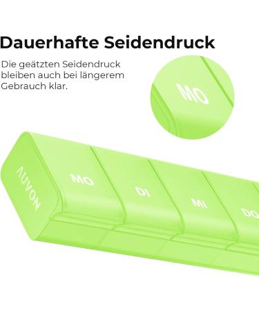 AUVON 7-Day Pill Box | BPA-Free Medication Organizer | Portable Weekly Pill Dispenser for Vitamins & Fish Oil (Green) - Buy Online on GoSupps.com