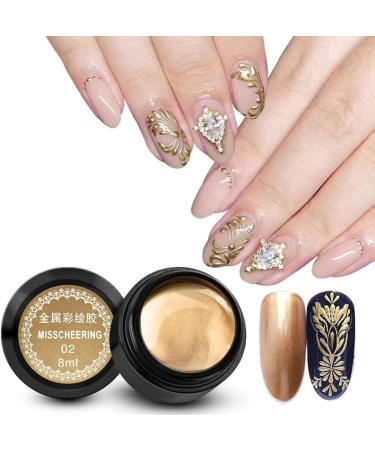 Nail Painted Gel - 8ml / Bottle Nail Painted Gel Metallic Nail Art UV Varnish Lacquer(02-golden) - Buy Online on GoSupps.com