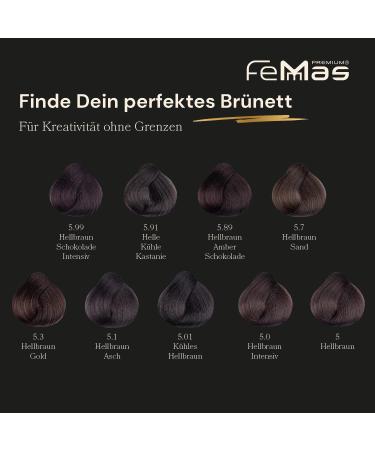 Femmas Hair Color Light Brown 5.0 | Professional Cream with Argan Oil & Keratin | Permanent Tint for Radiant Results | 100ml - Buy Online on GoSupps.com