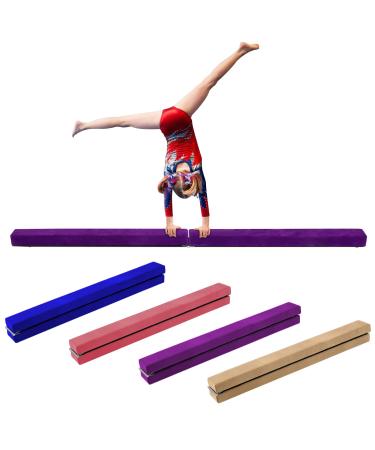 UMIKOOL DIRECT 7FT/8FT Balance Beam, Folding Floor Gymnastics Equipment for Gymnast Kids Adults, Non Slip Rubber Base, Professional Gymnastics Beam for Home Training 8FT Dark Purple