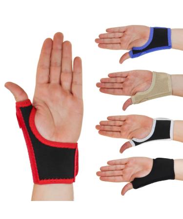 Solace Bracing Thumb Support Max (5 Colours) - British Made & NHS Supplied Breathable Thumb Spica Splint - #1 Thumb Brace for CMC Pain Arthritis Tendonitis RSI & More - Black and Red - M - Left Medium - Left Hand Black / Red Trim