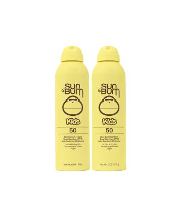 Sun Bum Kids SPF 50 Clear Sunscreen Spray | Wet or Dry Application | Hawaii 104 Reef Act Compliant (Octinoxate & Oxybenzone Free) Broad Spectrum UVA/UVB Sunscreen | 6 oz (Pack of 2)