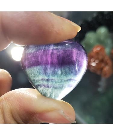 AxBALL 1 Piece Crystal Heart Natural Colorful Fluorite Quartz Hearts Beautiful Gemstone Heart Pendant