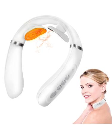 Neck Massager with Heat-Congshin Intelligent Portable Neck Massager for Pain Relief, Cordless Pulse Neck Massager with Voice Broadcast & 6 Modes 16 Levels Intensity Massage for Office Home Outdoor Use