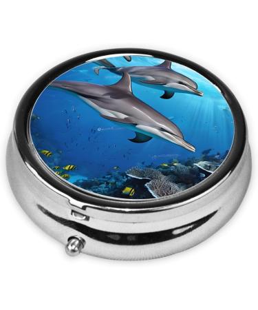 Killer Whale1 Printed Mini Round Pill Box | 3 Compartment Portable Pill Organizer for Travel Home & Office - Buy Online on GoSupps.com