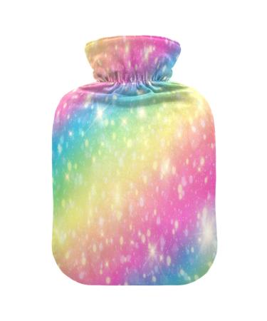 Rainbow galaxy hot water bottle with cover heat bottles for pain relief heat bottle water bag feet and bed warmer against headache 1l