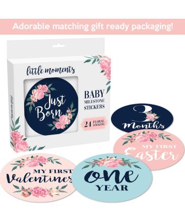 Floral Baby Monthly Stickers for Girls (Set of 24) | Newborn Milestone Month Stickers - Buy Online on GoSupps.com