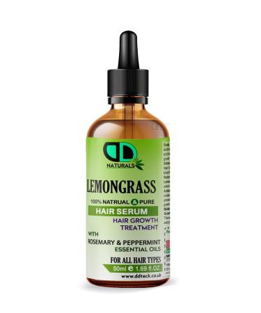 DD teck Lemongrass Hair Serum - 100% Natural Rosemary & Peppermint Hair Growth Oil - Anti Fungal Treatment for All Hair Types - 50ml