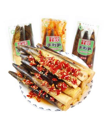 Hand Peeled Bamboo Shoots Pickled Pepper Crispy Bamboo Shoots Spicy Chinese Snack Fresh Mountain Pepper Bamboo Shoots Pickled Vegetables Spicy Strips (Mix and Match Taste 2 Pack) Mix and Match Taste 2 pack