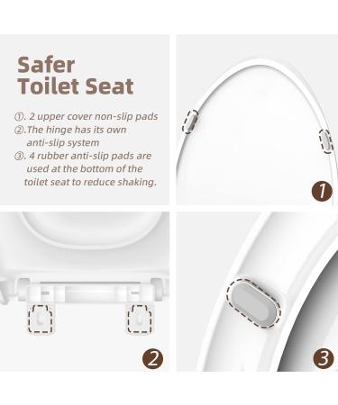 Elongated Toilet Seat  Quick-Release Hinges  Slow Close  Heavy Duty  Never Loosen  Aviation Material  White(18.5) White Elongated - Buy Online on GoSupps.com