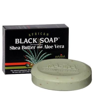 Madina African Black Soap with Shea Butter & Aloe Vera - 100% Vegetable Base (3 Bars, 3.5 oz each) - Buy Online on GoSupps.com