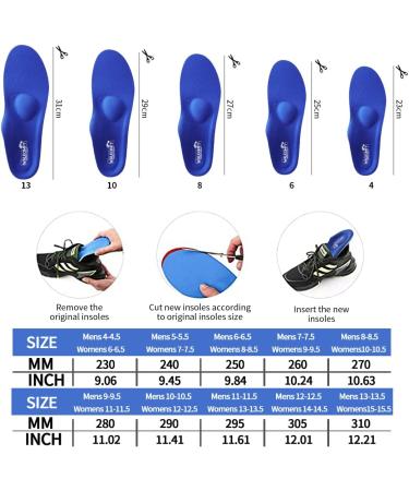 Walkomfy Plantar Fasciitis Pain Relief Orthotics - Arch Support Insoles for Men and Women - Blue - Sizes Men's 6-6.5, Women's 8-8.5 - Ideal for Walking, Running, Hiking - Buy Online on GoSupps.com