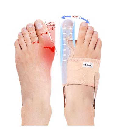 Fit Geno Upgraded Bunion Corrector for Women & Men 2 Pcs, Non-Surgical Bunion Toe Corrector Comfortable & Breathable for Day/Night Support, Non-Slip Big Toe Separators for Hallux Valgus Pain Relief