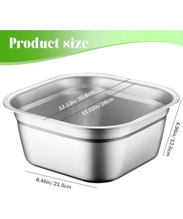 Wash Basin Dish Tub for Kitchen Sink Large Capacity Stainless Steel Basin with Rolled & Wide Edge Stackable Washing Basket for Fruit Kitchen No Drain Hole - Buy Online on GoSupps.com