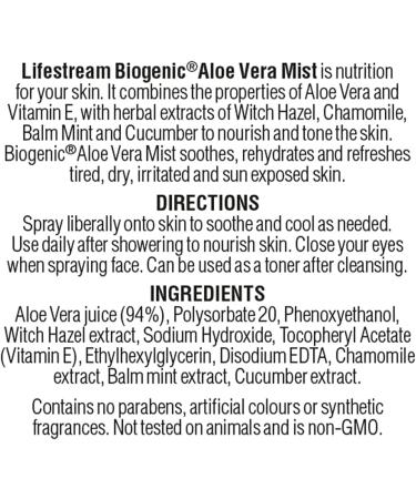 Lifestream 150ml Aloe Vera Plus Vitamin E Mist - Buy Online on GoSupps.com